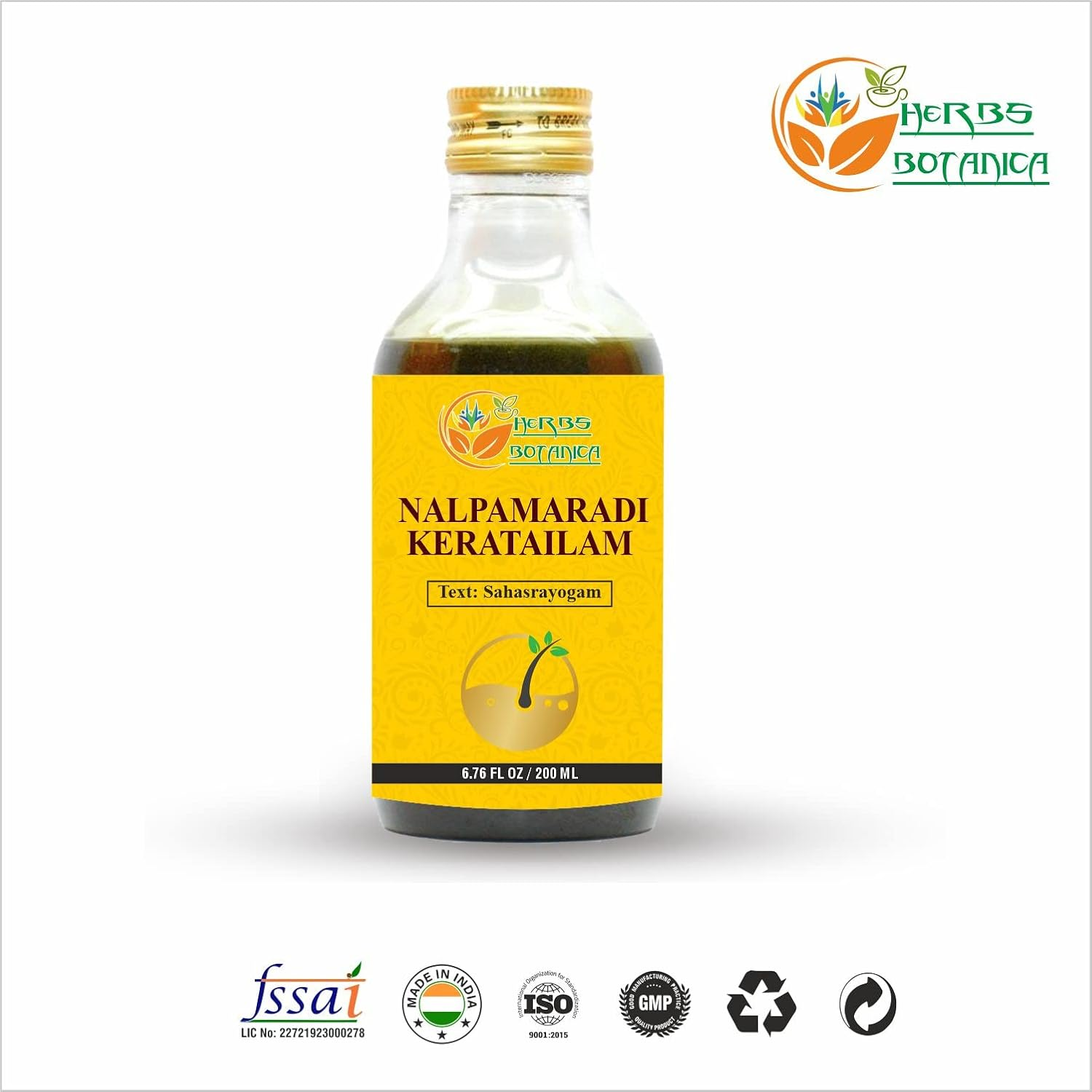Herbs Botanica Nalpamaradi Thailam Keratailam Ayurvedic Oil with Turmeric Oil for Skin, Face & Body with 15 Ayurvedic Herbs 6.76 Fl Oz image number 4