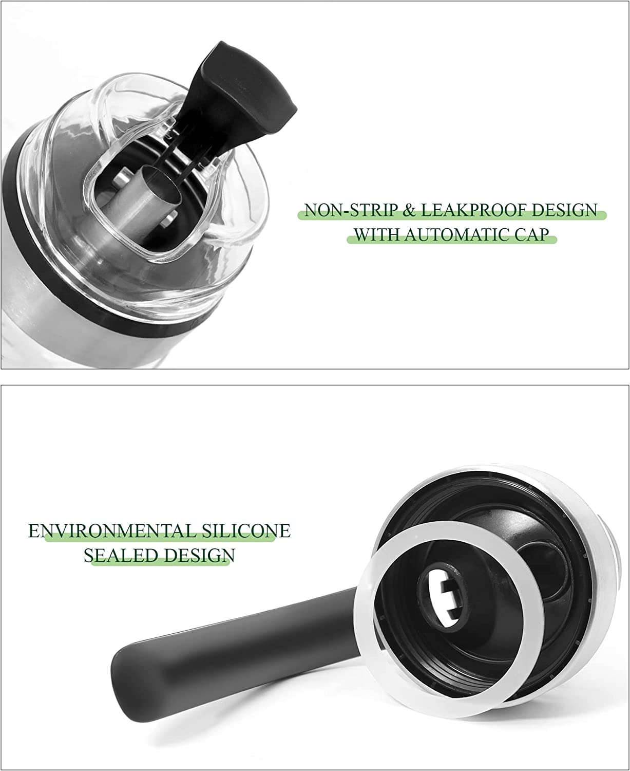 Oil Dispenser Bottle Set for Kitchen, Olive Oil Bottle Dispenser, Glass Oil Sauce Bottle Dispenser, Auto Flip, 550Ml image number 4