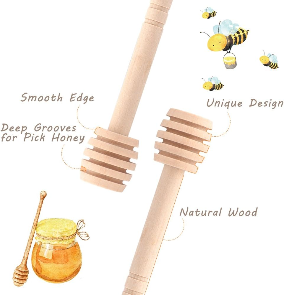 50Pcs/Set Household Wooden Portable Mini Jam Honey Dipper Jar Dispensing Collecting Stirring Rod Stick Mino Dispense Drizzle Honey (8CM) image number 3