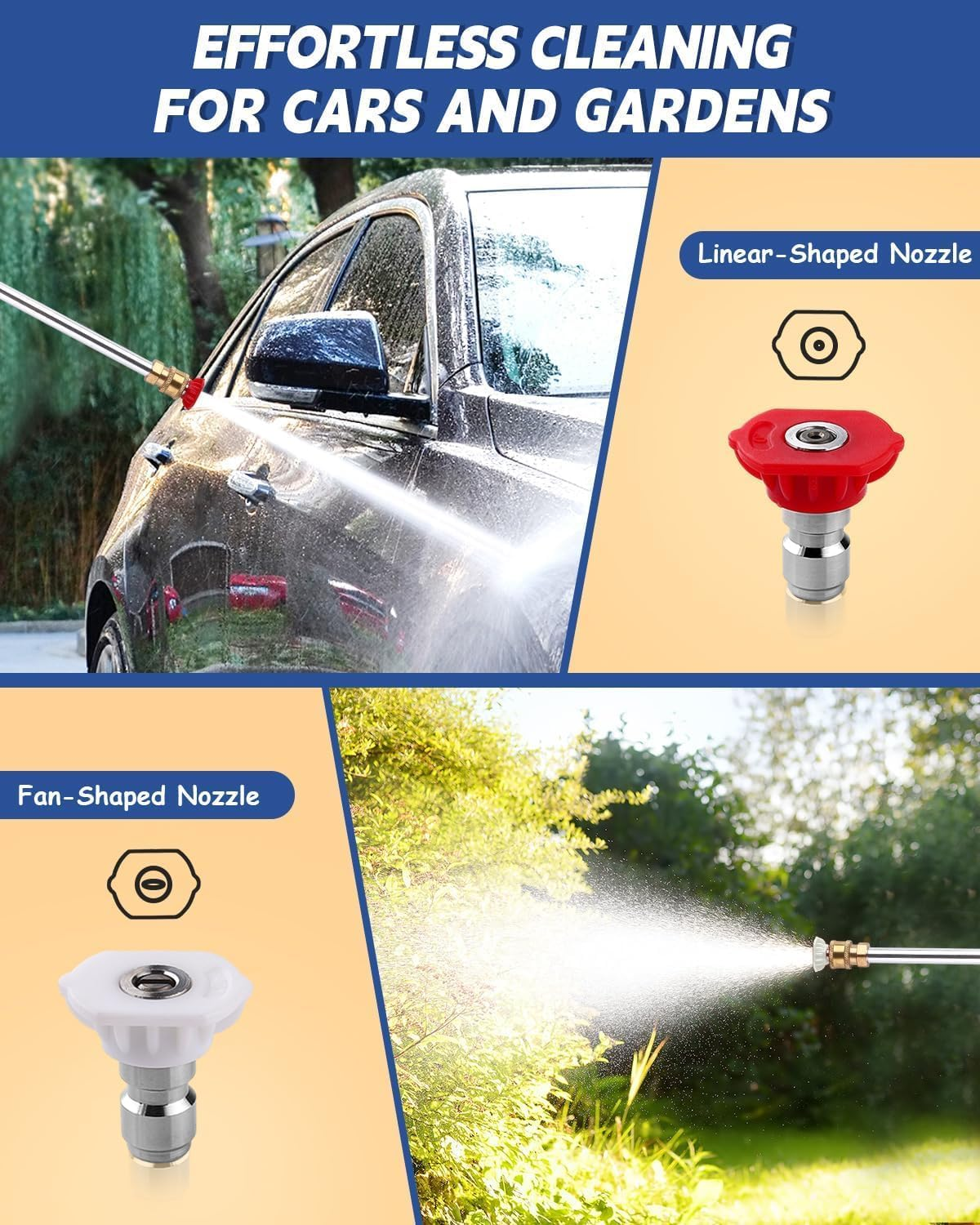 Garden Hose Power Washer, 2025 Upgraded Jet Nozzle, 2 High-Pressure Nozzles, Quick Connectors (Black) image number 5