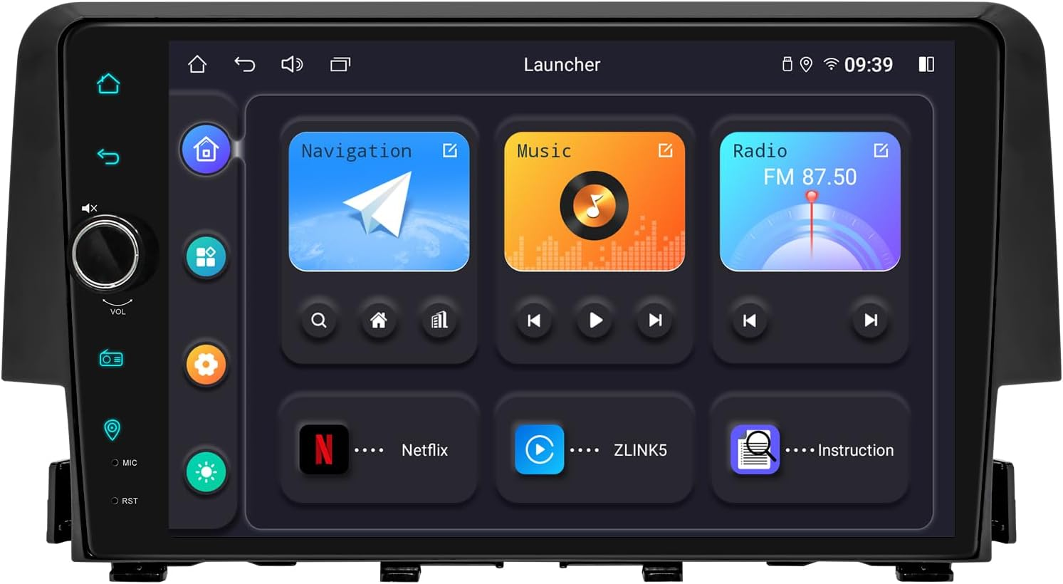 JOYING Newest 9 Inch Car Stereo Android 12 Car Auto Radio for Honda Civic 2016-2021 Support Right Lane Cam, Carplay, Android Auto, Subwoofer Output, SWC