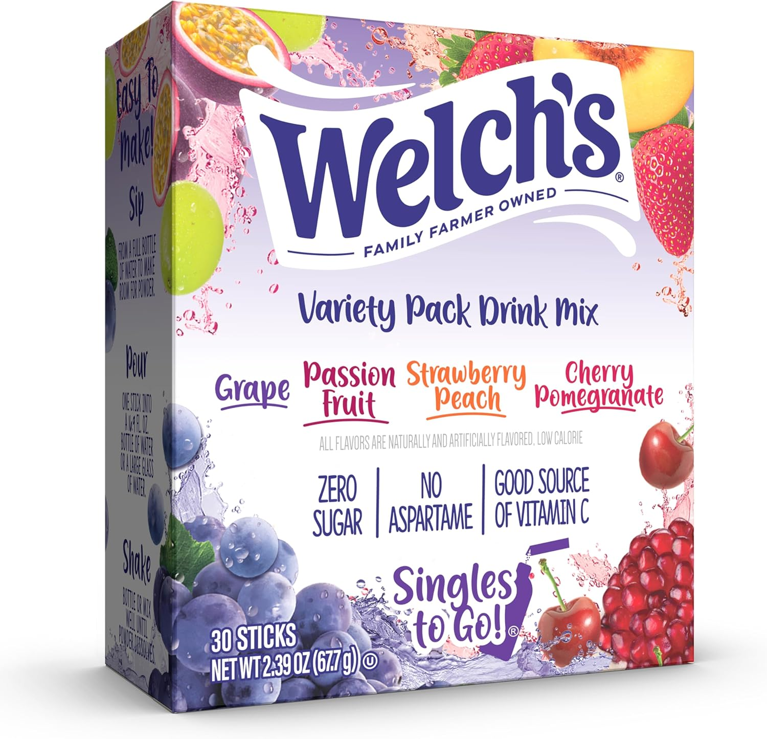 Welch'S Singles to Go Water Drink Mix - Passion Fruit Powder Sticks (12 Boxes with 6 Packets Each - 72 Total Servings) image number 1