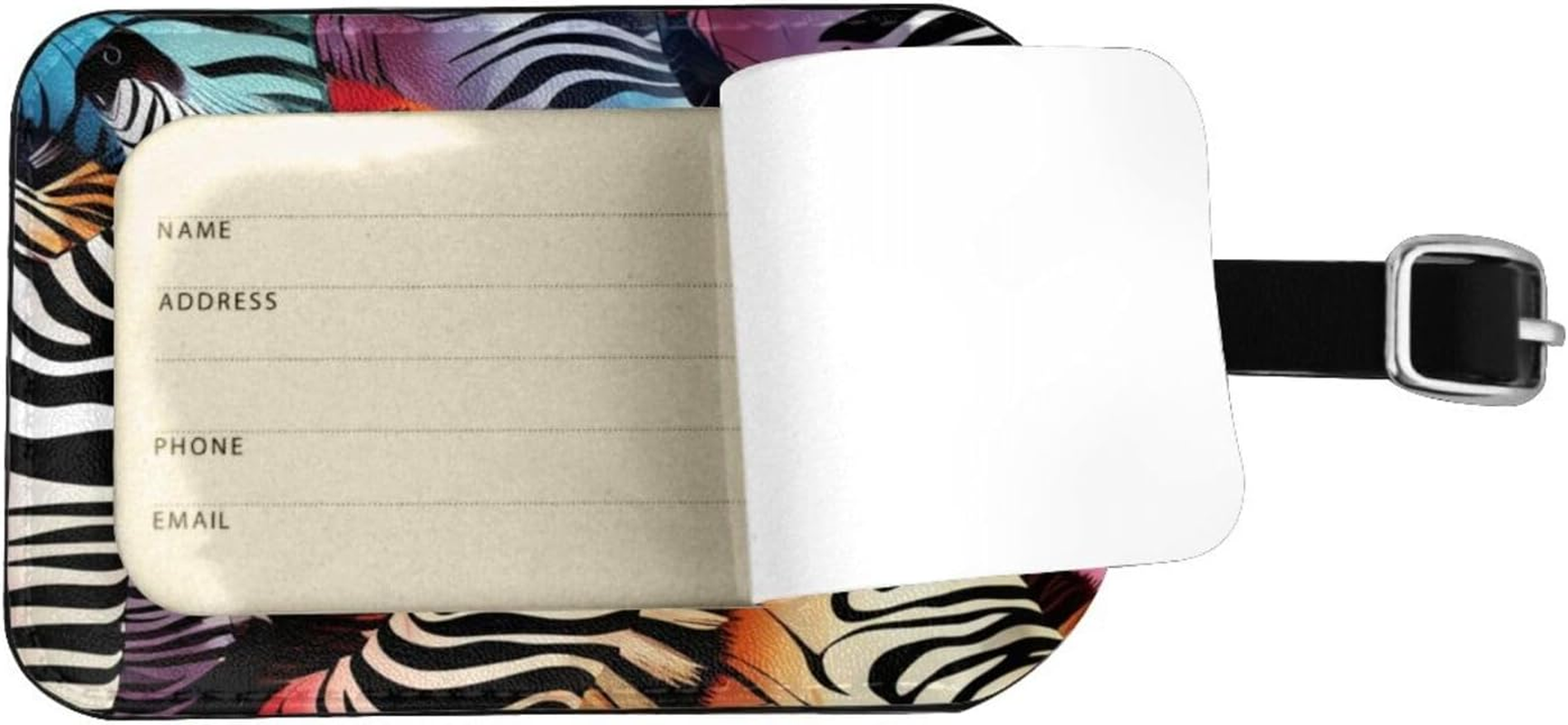 Coloured Zebra Print Elegant Tag Stylish Tag Luggage Tag 4.3 X 2.76 Inch for Suitcases Travel Bags image number 4