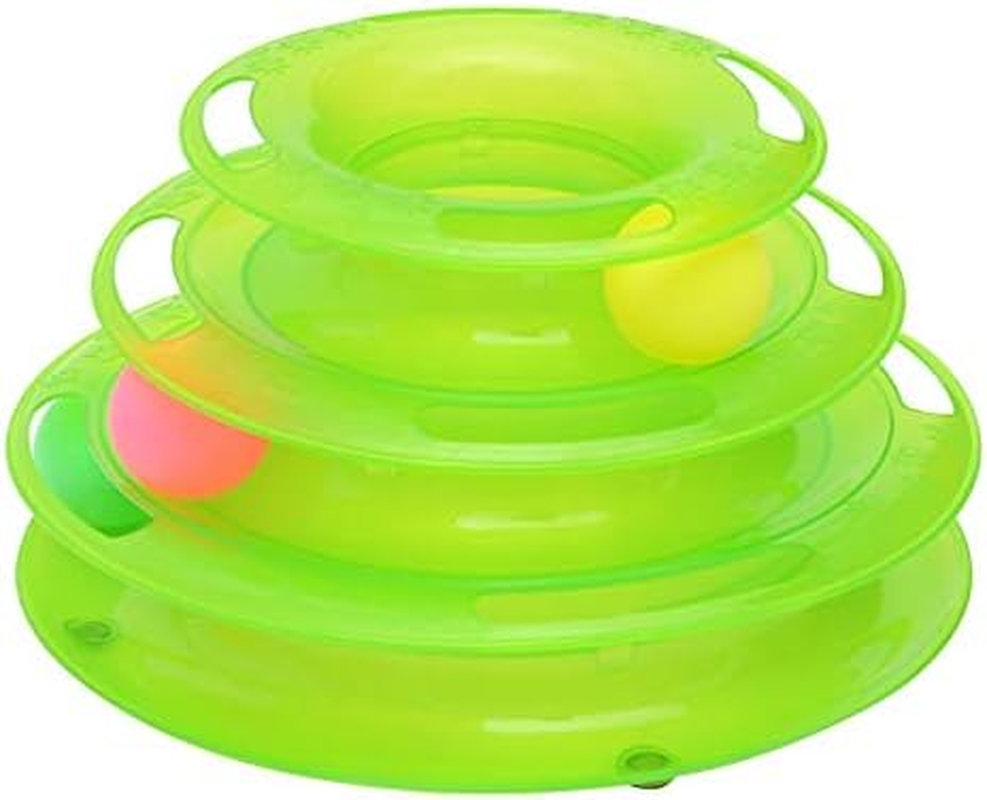 Pet Toys Interactive 3 Layers Tower of Tracks Balls Cat Toy (Orange) Pet Toys (Color : Green)