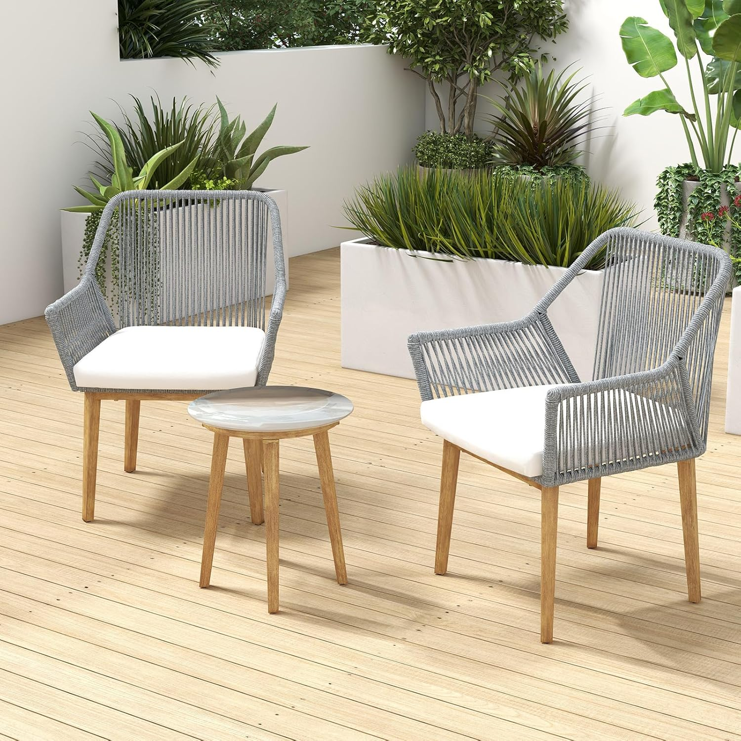 Stylish Weather Resistant Outdoor Bistro Set, Dark Grey (3 Piece) image number 2