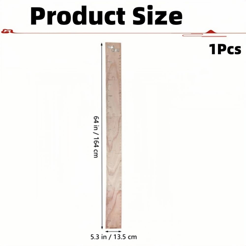 1 Set Height Ruler Wooden Ruler,Height Chart, Wooden Growth Chart for Wall,Perfect Nursery,Room Decor to Measure (210Cm) image number 1