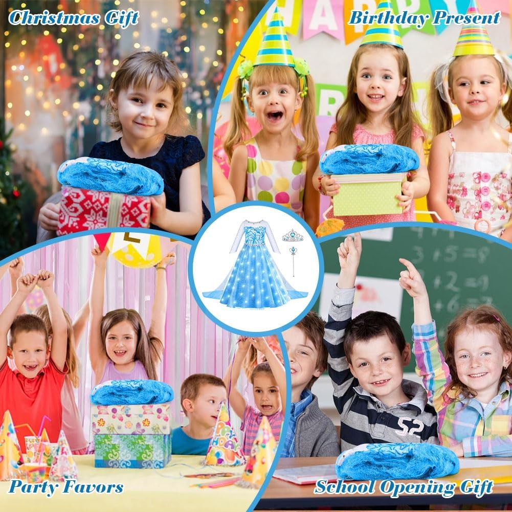 ACWOO Princess Costumes for Girls, Light up Magical Snow Princess Dress, Light up Princess Dress Girls, Christmas Halloween Elsa Dress with LED, Princess Fancy Dress for Birthday, Cosplay image number 4