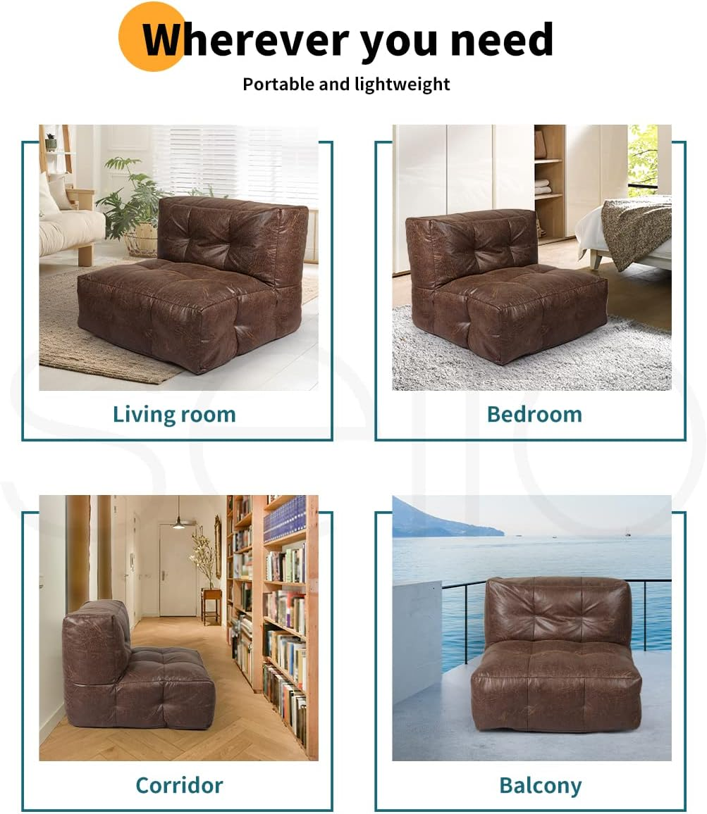 Marlow Bean Bag Chair Cover PU Indoor Home Game Lounguer Seat Lazy Sofa Large image number 6