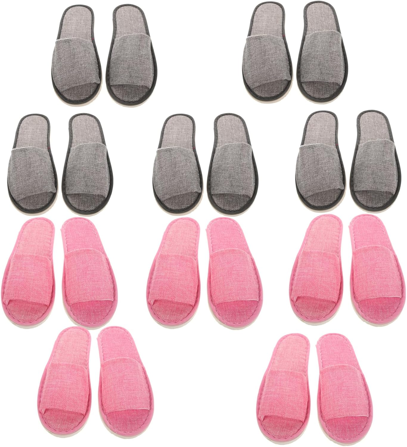 Baluue 10Pairs Fleece Linen Slippers Disposable for Men Women Guest House Slippers image number 3