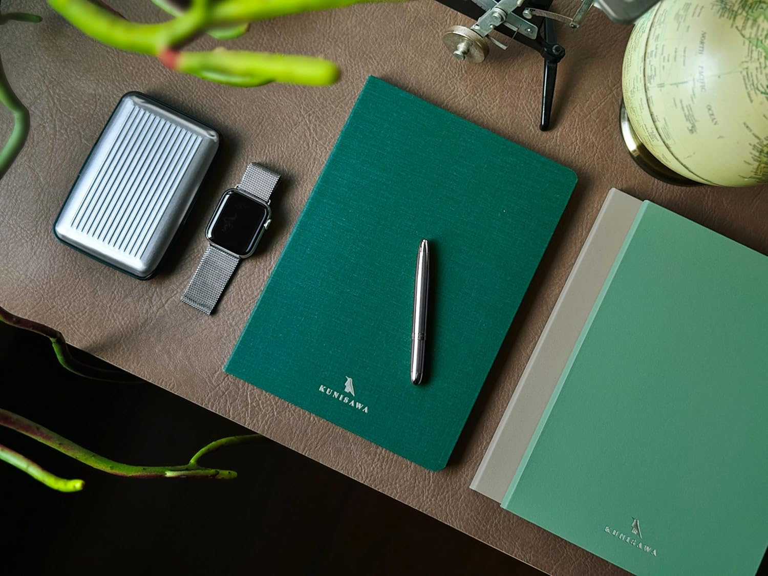 KUNISAWA GRE-01 Notebook, A5 Dot Squared, Findedge Notebook, Wasabi image number 1