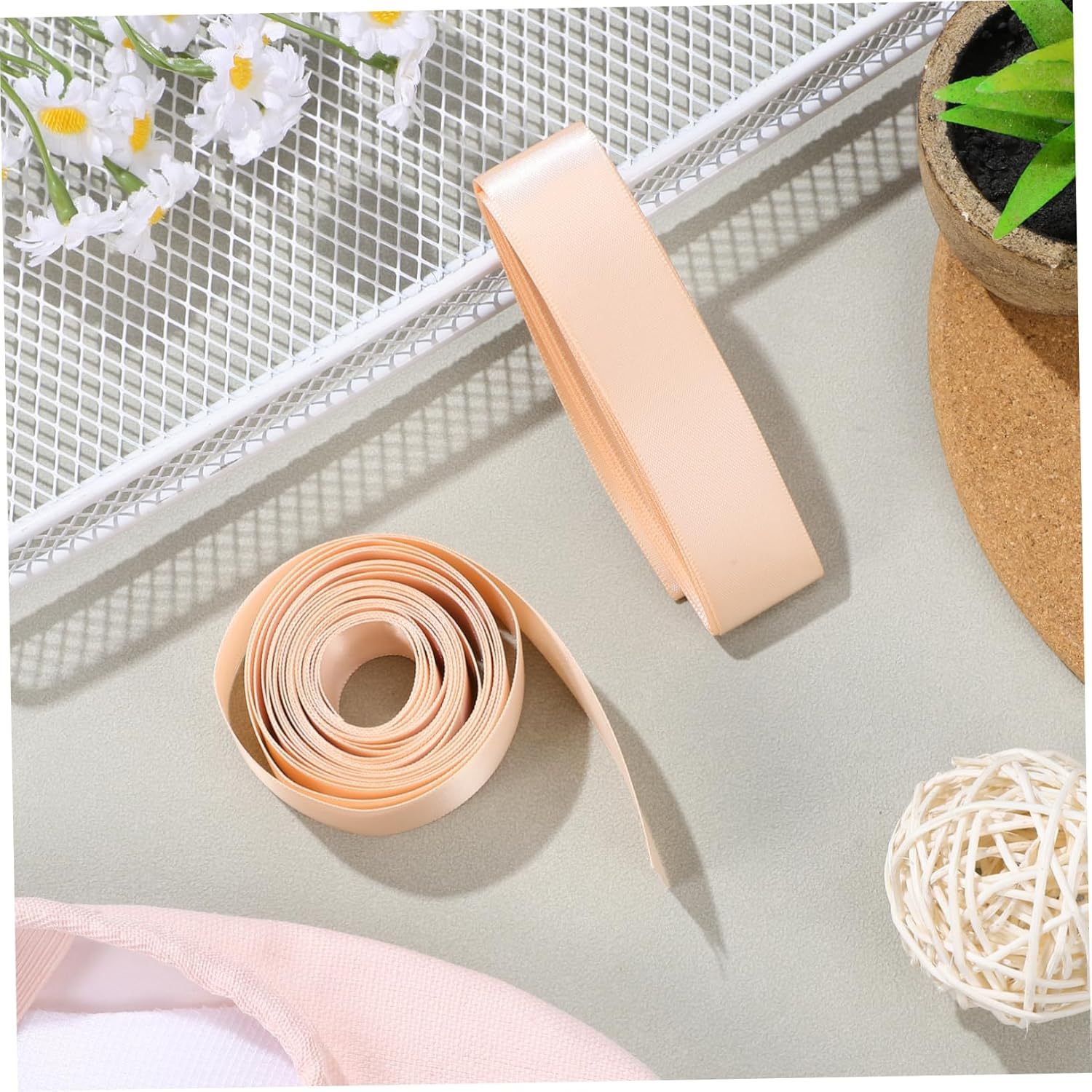 2Pcs Pointe Shoe Ribbons for Ballet Satin Dance Shoe Straps in Ballet Pink Wide Ribbons for Performance and Rehearsals image number 3