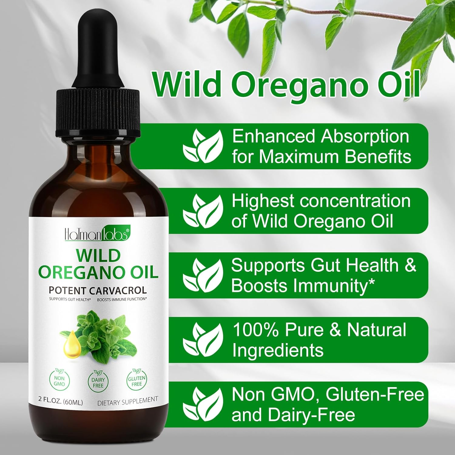 Organic Oil of Oregano Liquid Drops 60Ml | Wild Mediterranean Oregano | Natural Carvacrol Content | Alcohol-Free, Vegan & Non-Gmo | Easy-To-Use Herbal Extract image number 6