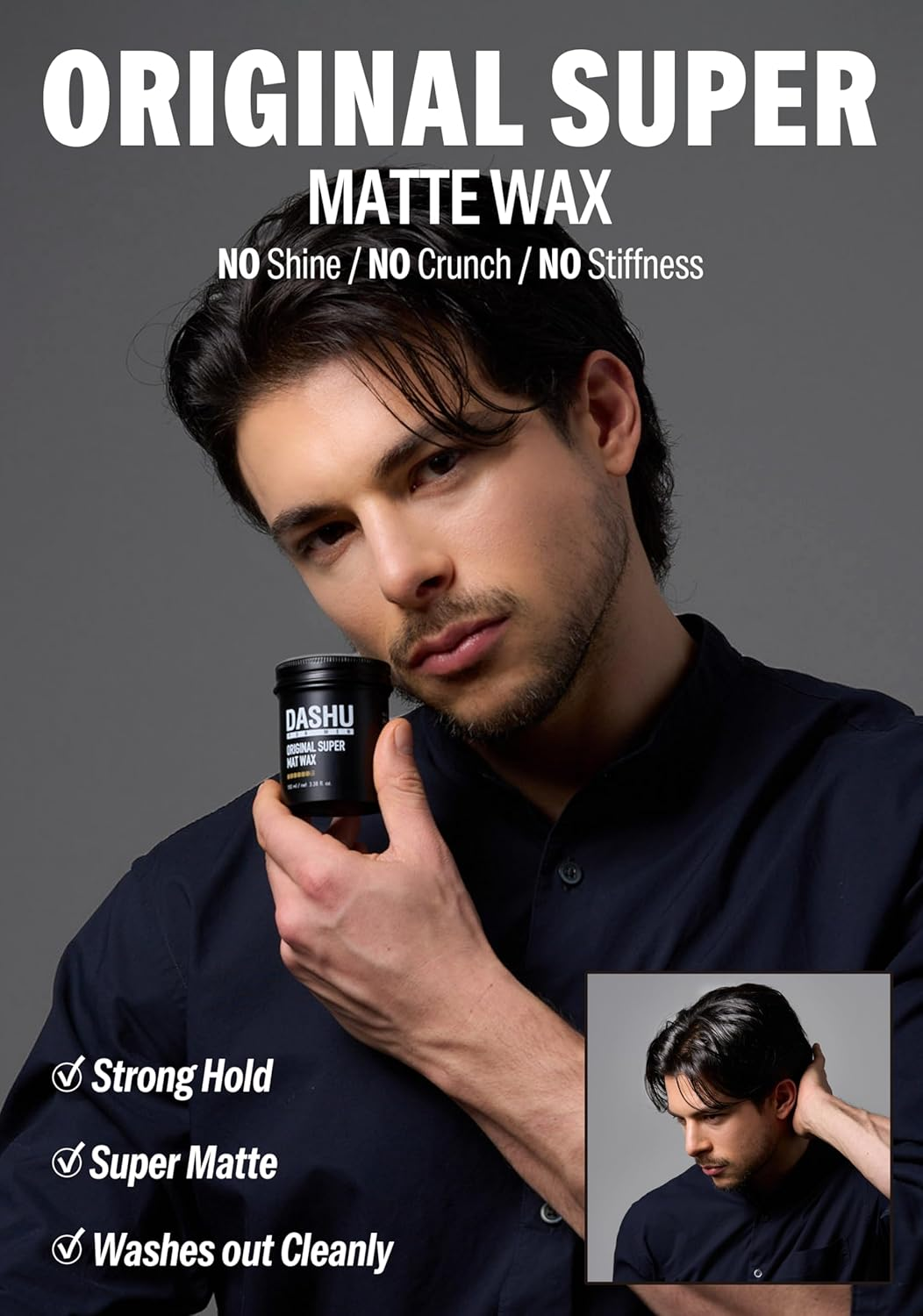 DASHU Premium Original Super Mat Wax 3.5Oz &ndash; Strong Hold without Shine, Easy to Wash, Styling Wax image number 1