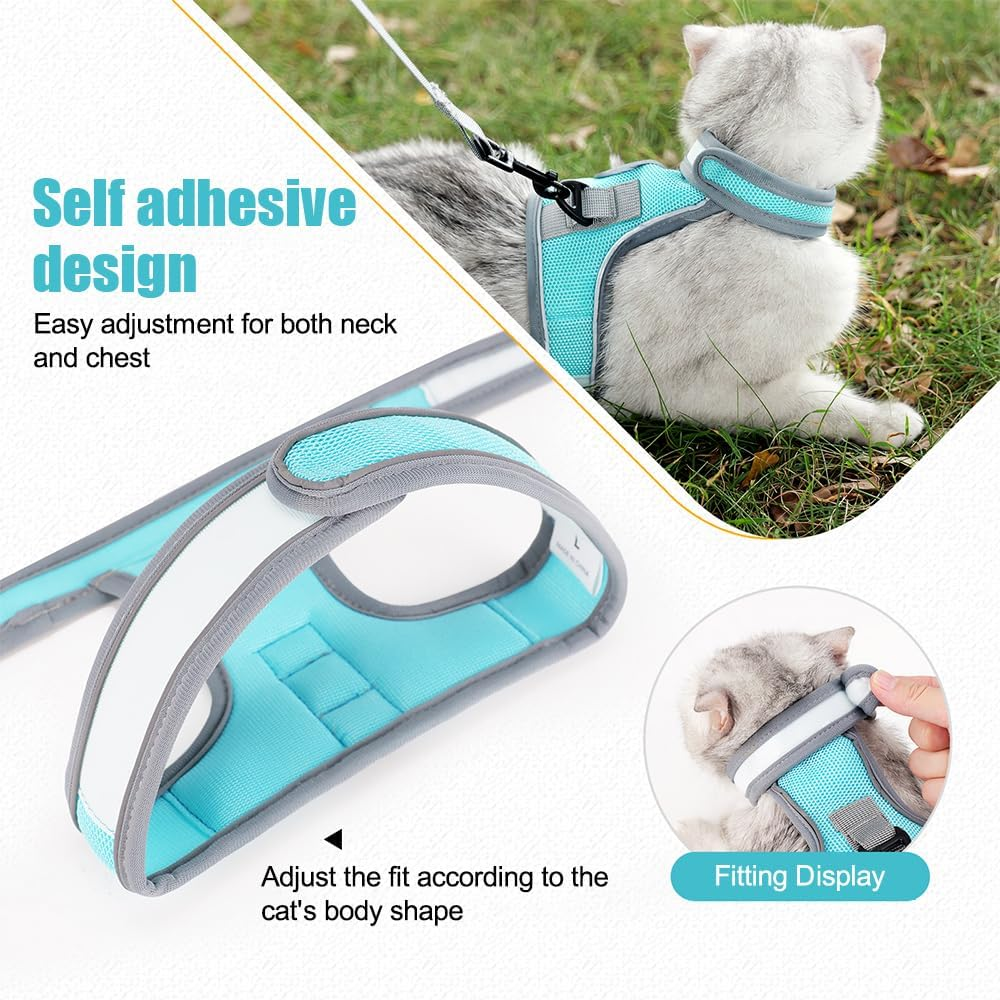 Cat Harness with Lead, Breathable Escape Proof Harness, Cat Lead Set, Adjustable Reflective Cat Mesh Vest for Cats, Kittens, Chihuahua, Rabbits image number 5