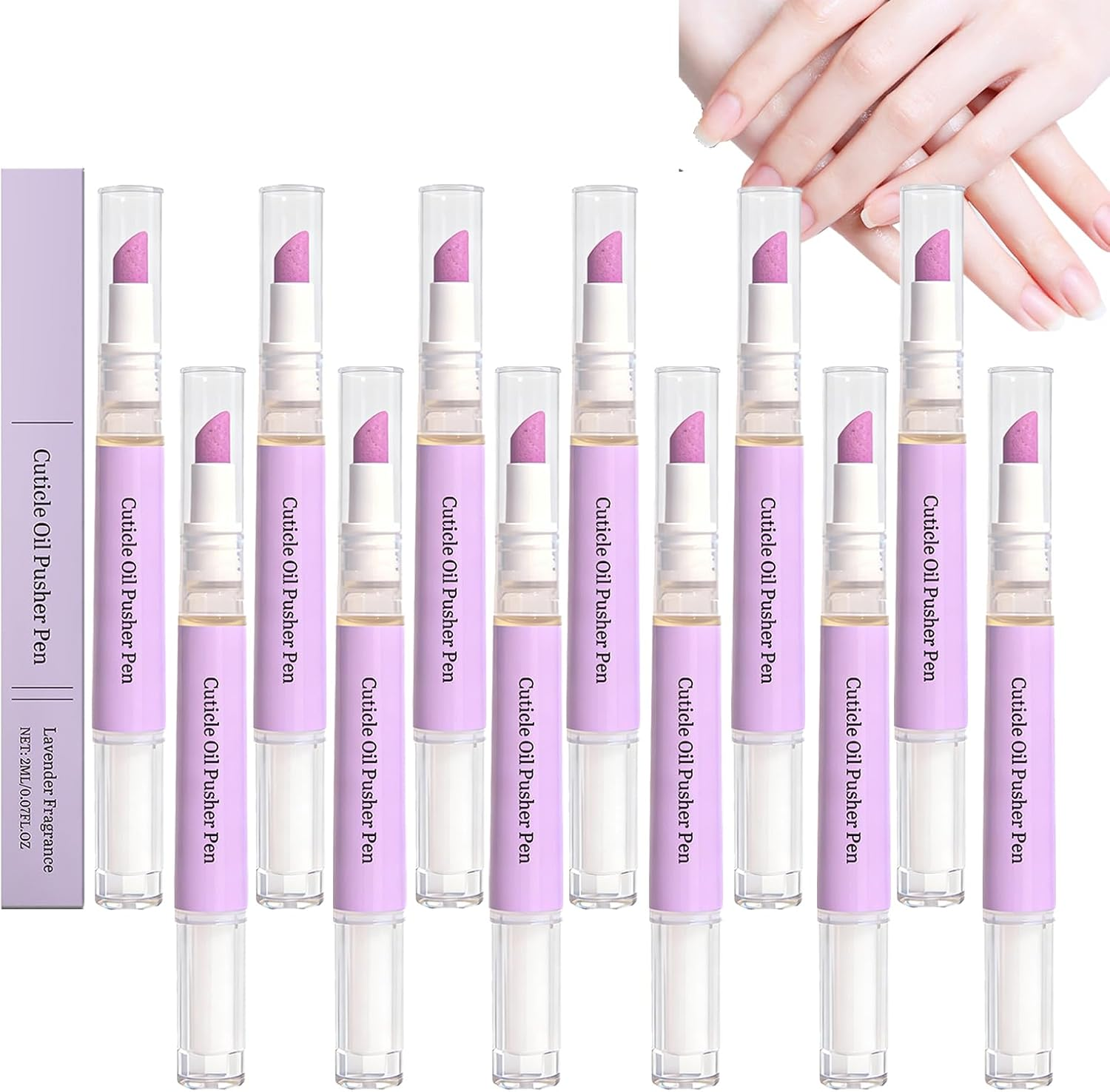 2-In-1 Cuticle Oil Pen, Cuticle Oil Cuticle Pusher Nail Oil Pen, Gentle Cuticle Remover for Dry & Damaged Nails, Hangnails, Moisturize Strengthen Brighten, Lavender Scented (3Pcs)