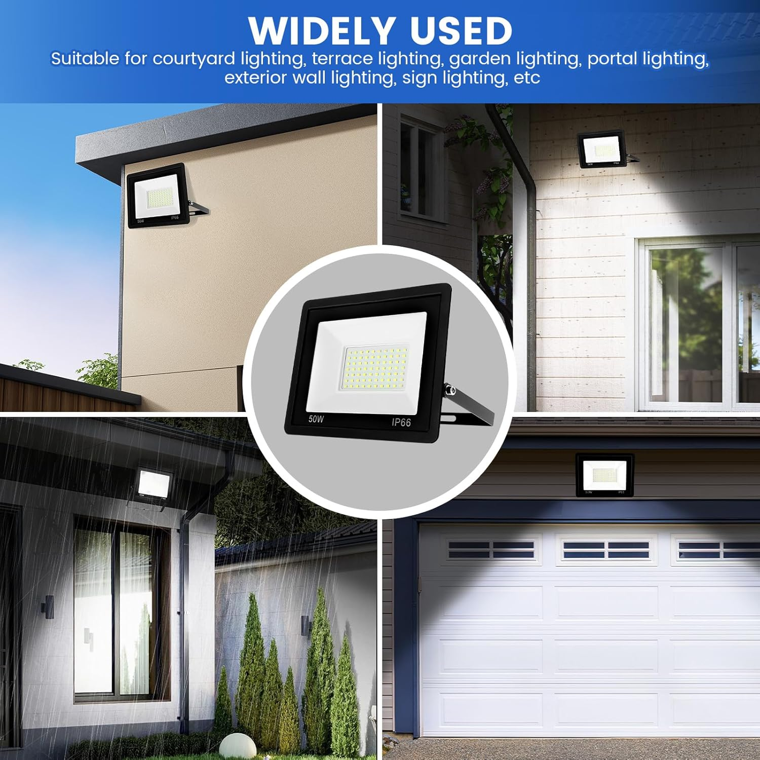 Led Floodlight Aluminium Outdoor Lighting High Brightness 100 W Non Glare Waterproof Linear Spotlight for Patio Deck Garden Facade(Black) image number 6