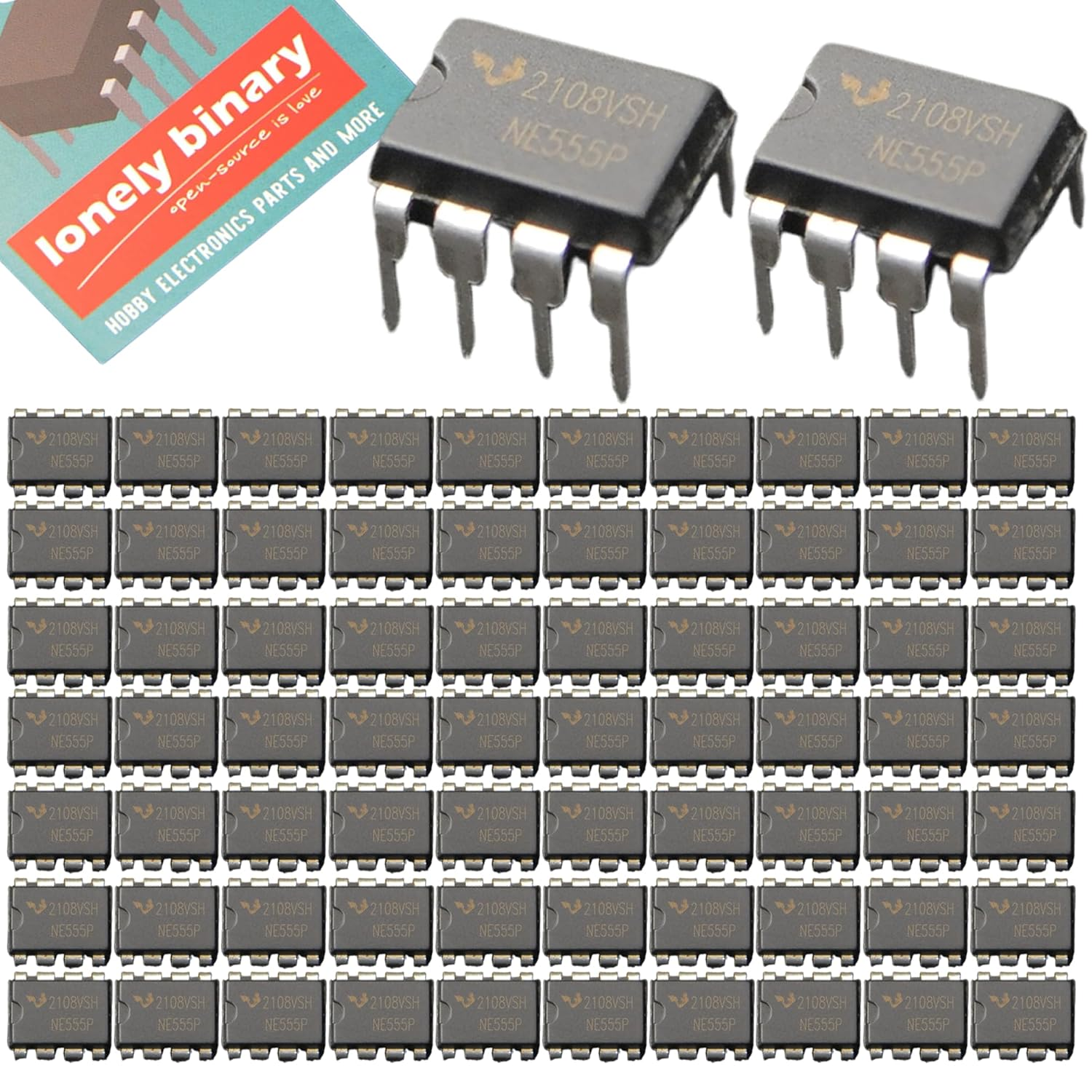 Lonely Binary 100 Pcs NE555 Timer IC DIP 8 Precision Timer 4.5V-18V 10Ma for Arduino, ESP32, Raspberry Pi Pico Projects image number 4
