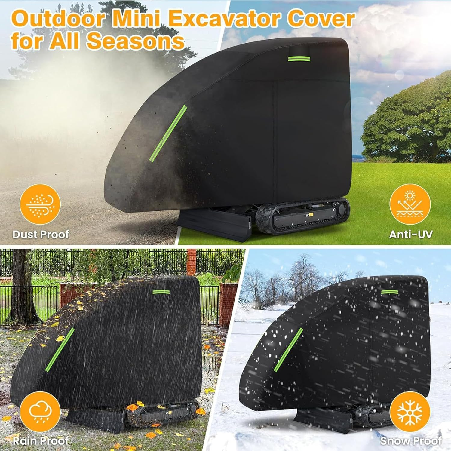 Mini Excavator Cover 420D Oxford Fabric Water Proof Excavator Protective Cover Ventilation Wind Resist Excavator Accessories image number 5