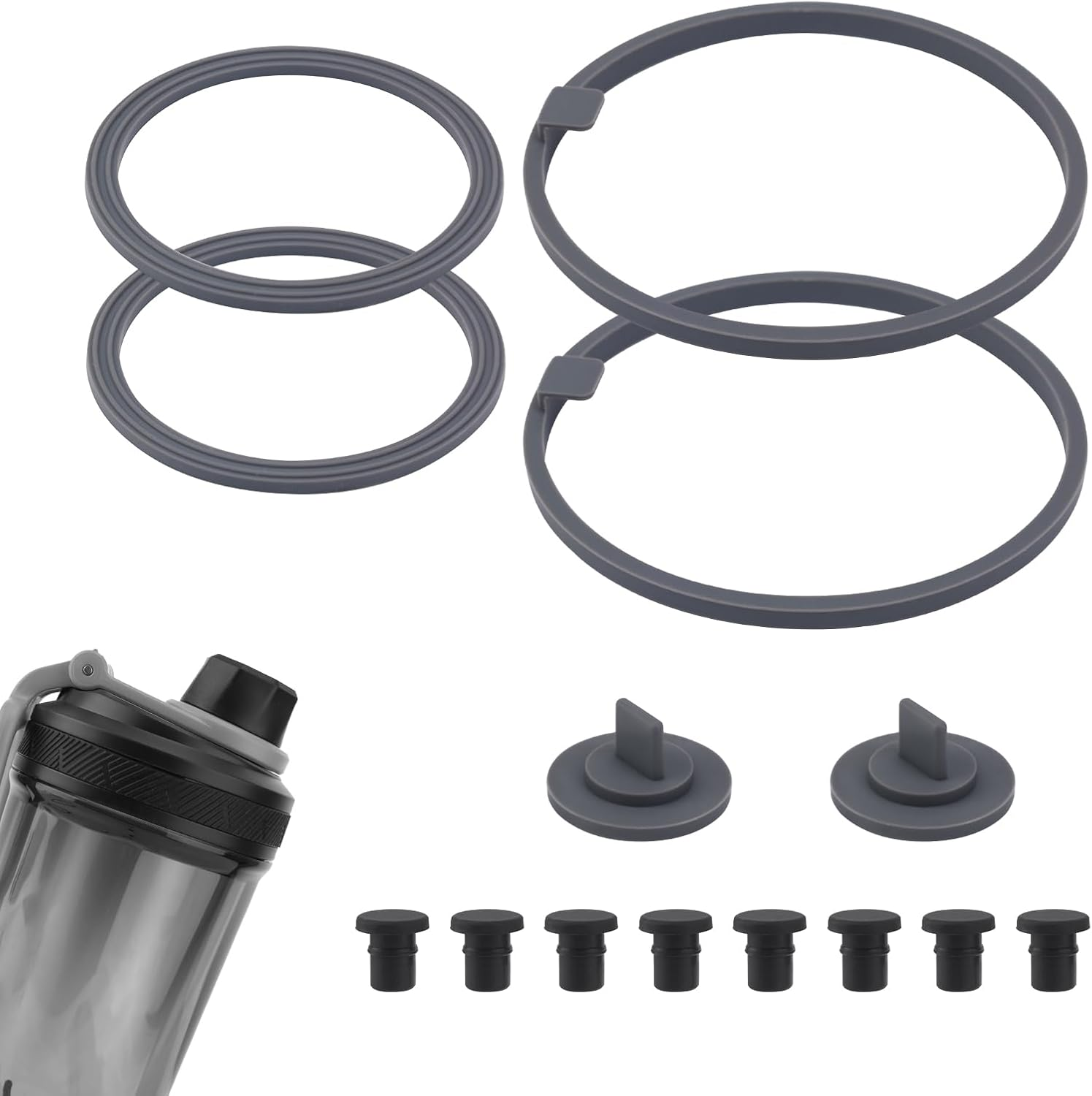 14 Pieces Replacement Gasket for VOLTRX Electric Protein Shaker Bottle 24Oz, with 8 Pcs Non-Slip Stop Silicone Sealing Ring Leakproof Gasket for Spout Lid BPA Free image number 2