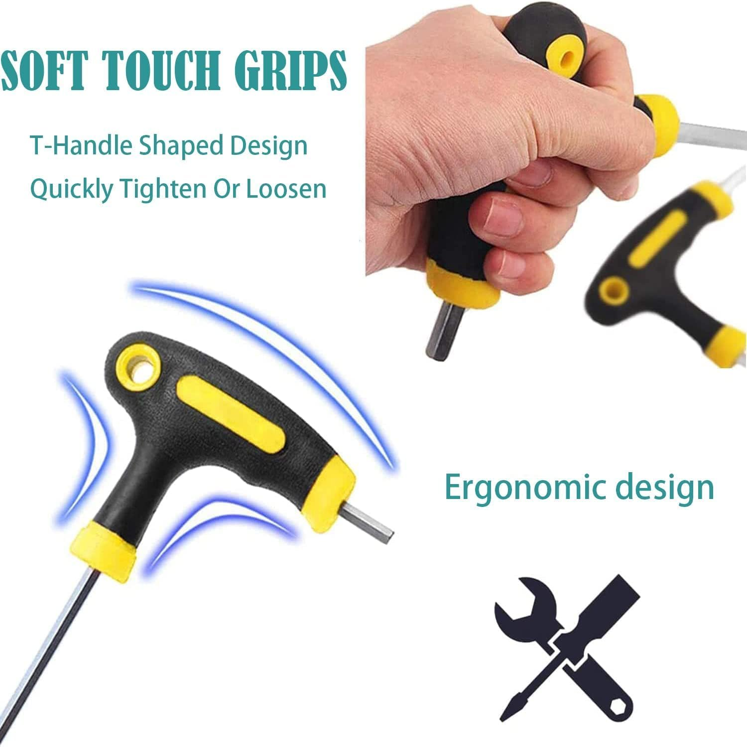 KEWAYO 5PCS T Handle Allen Wrench Set, 2.5/3/4/5/6Mm Bike Allen Hex Key Set with Ball End Screwdriver Hand Tool Kits for Bicycle Pedal Handlebar Disc Brake Mount Repair image number 3