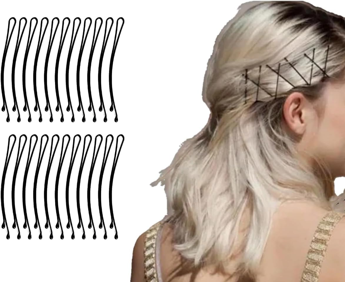 50PCS Black Bobby Pins for Women, Curved Flat Hair Pins with Ball Tips for Styling Long Thick Hair image number 5