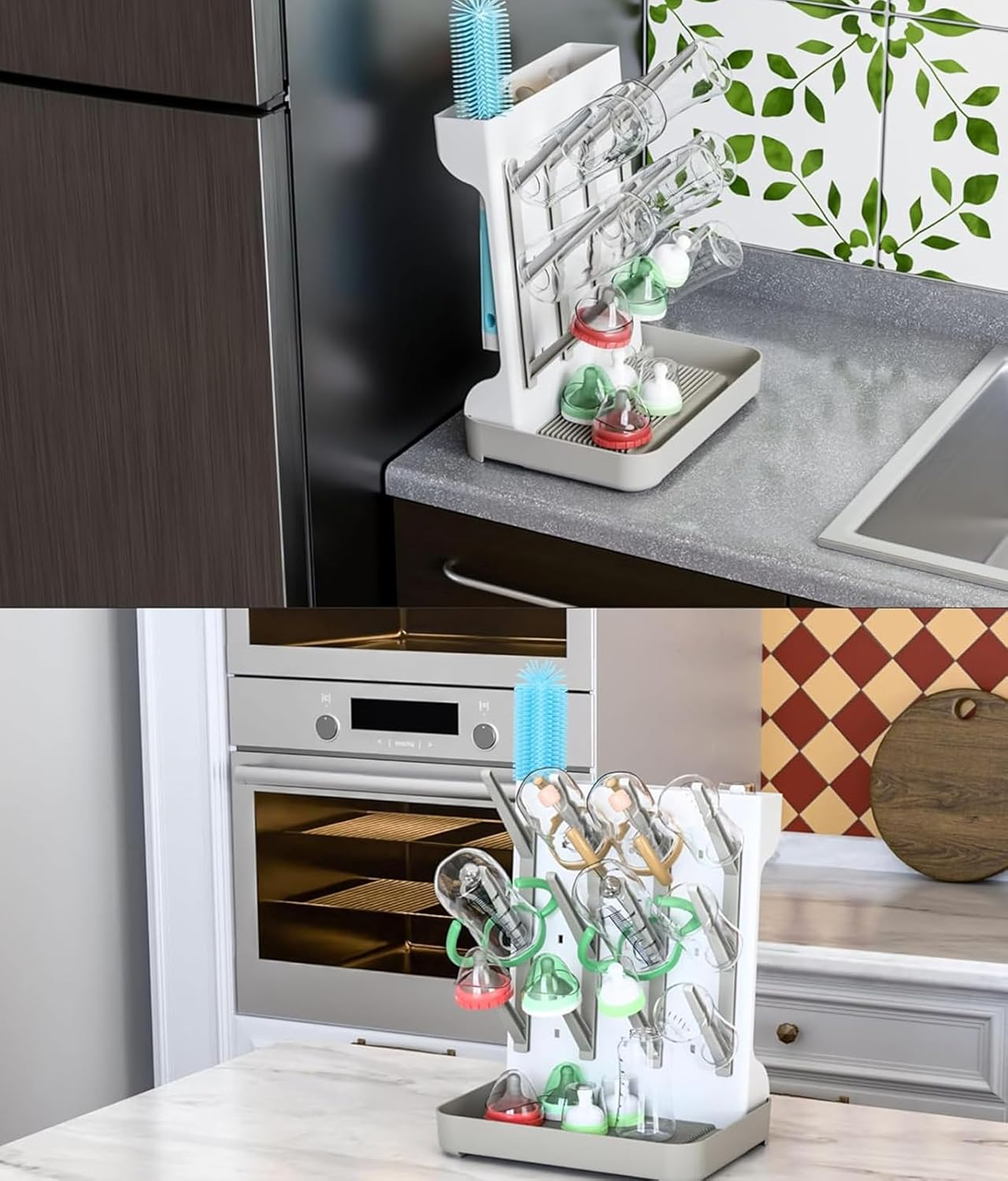 Vertical Baby Bottle Drying Rack， Dish Racks and Kitchen Accessories, Bottle Organizer Baby Storage，Pump Parts,Pacifiers or Brush Stand image number 4