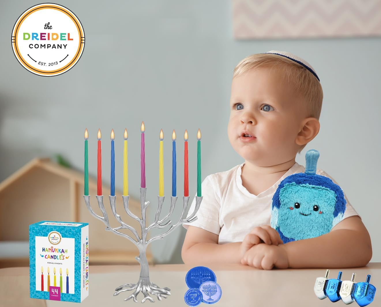 The Dreidel Company Menorah Candles Chanukah Candles 44 Colorful Hanukkah Candles for All 8 Nights of Chanukah (20-Pack) image number 2