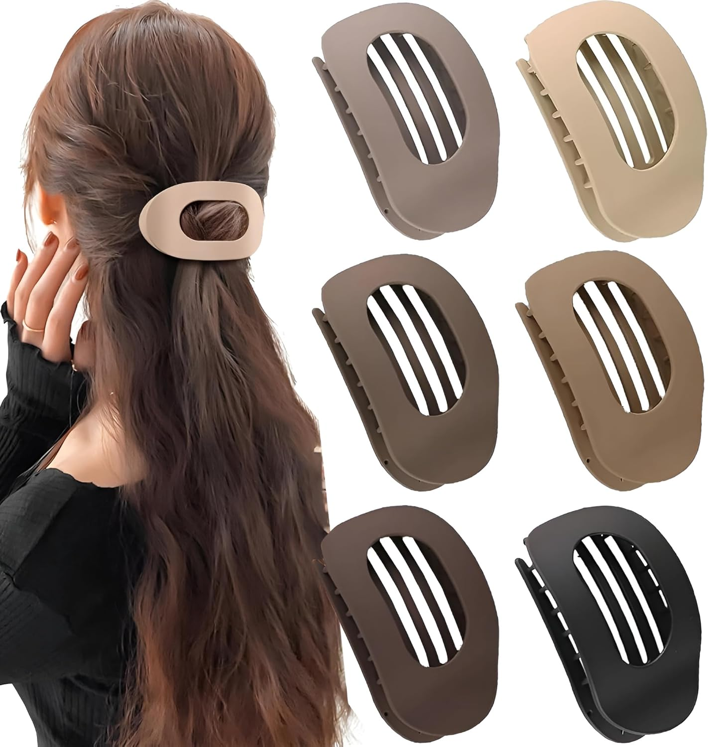 Pack of 6 Flat Hair Clips for Women, Hair Clip, Flat Claw Clip, Strong Hold Women'S Hair Clips, Hair Clip for Thick and Thin Hair image number 2