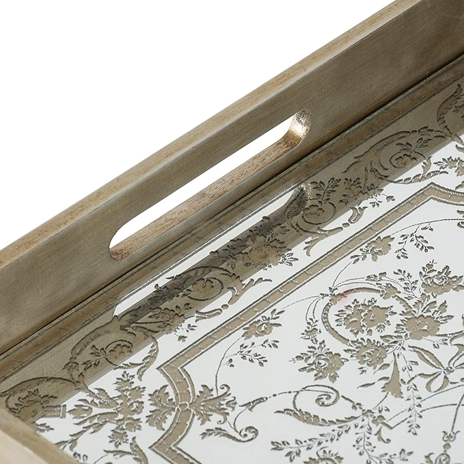 Dasch Design Rectangular Mirrored Tray, Floral image number 1