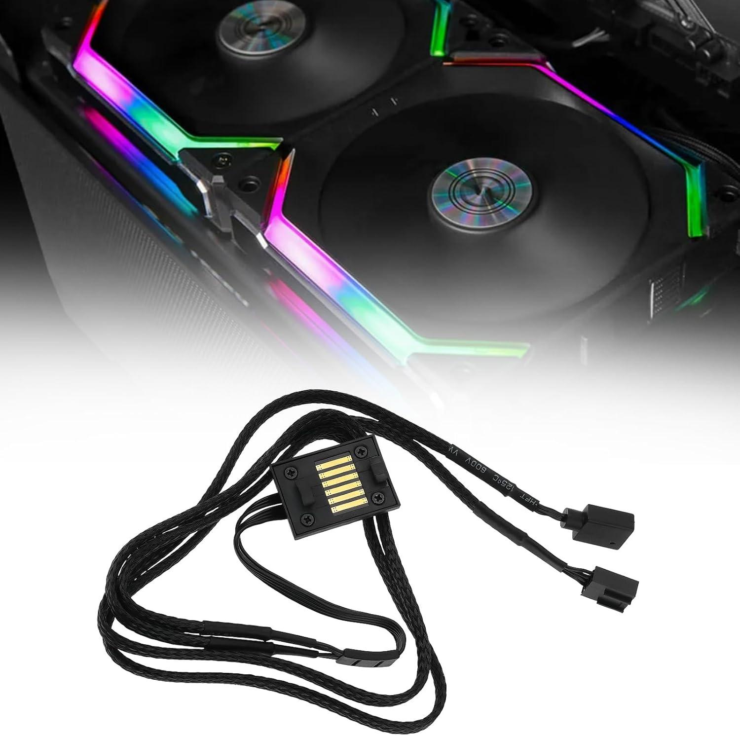 YINETTECH 5V 3-Pin Argb / 4-Pin PWM Fan to Motherboard Connector Computer Fan-To-Motherboard Adapter Cable Compatible with Lian Li SL I-Nfinity UNI Fan image number 4