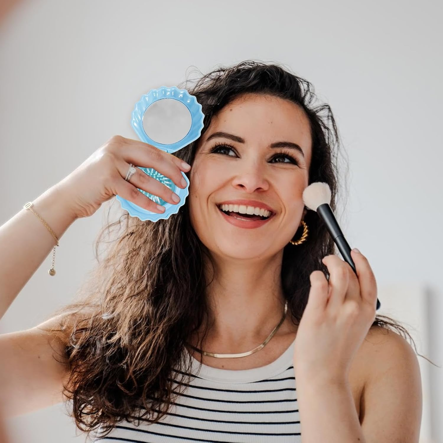 Colorich Mini Hair Brush with Mirror, Foldable Portable Comb, Women, Travel Hair Brush, Small, Portable Hair Styling Tools for Girls and Women