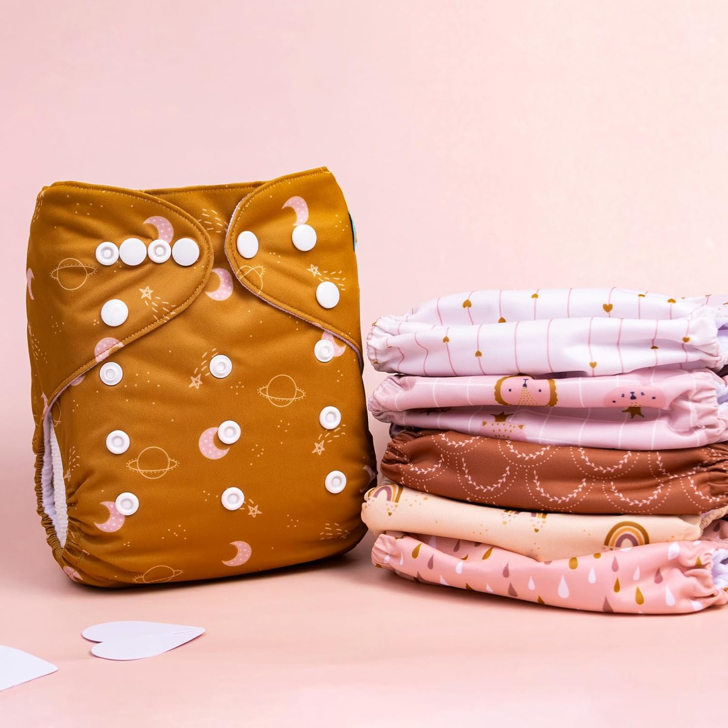 ALVABABY Baby Cloth Diaper 6 Packs with 12 Inserts Cloth Diaper Covers Adjustable Washable Reusable for Baby Girls Boys image number 5