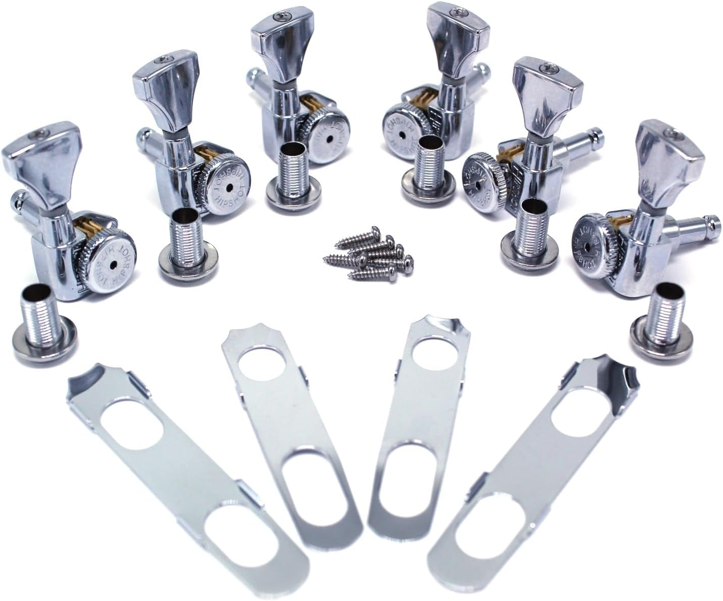 Hipshot 6GLO Grip-Lock Locking Guitar Tuning Machines 3+3 Chrome image number 3