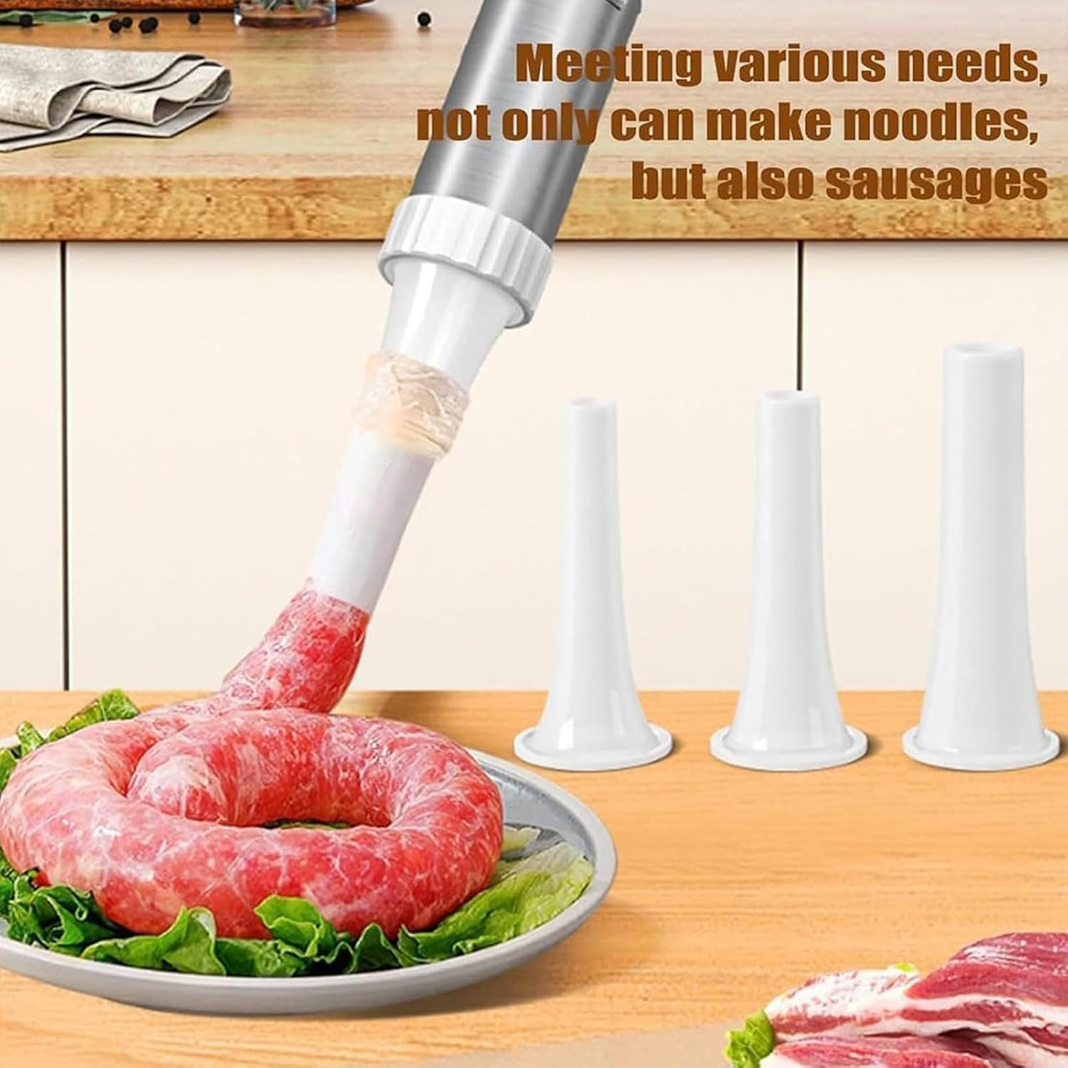 Idiyappam Maker Electric, 2026 New Electric Pasta Maker, Idiyappam Maker with Five Types of Noodle Molds, Portable Wireless Clean Making Spaghetti, Noodles, Sausages and More (White) image number 1