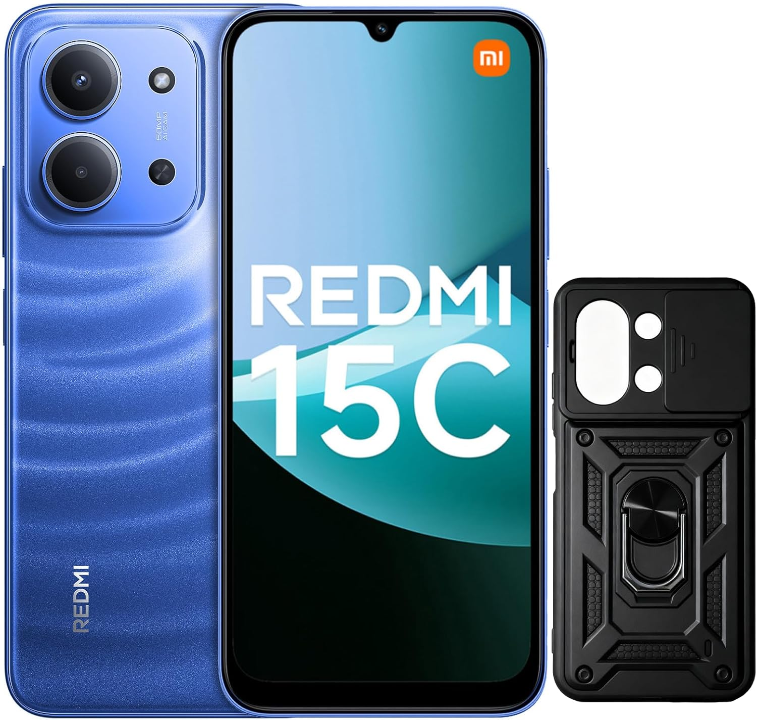 XIAOMI Redmi 15C Smartphone - 4 GB / 128 GB, Screen 6.9 Inches, 120 Hz, 50 MP Dual Camera, 6000 Mah Blue, No Charging Adapter (With Mobile Phone Case)