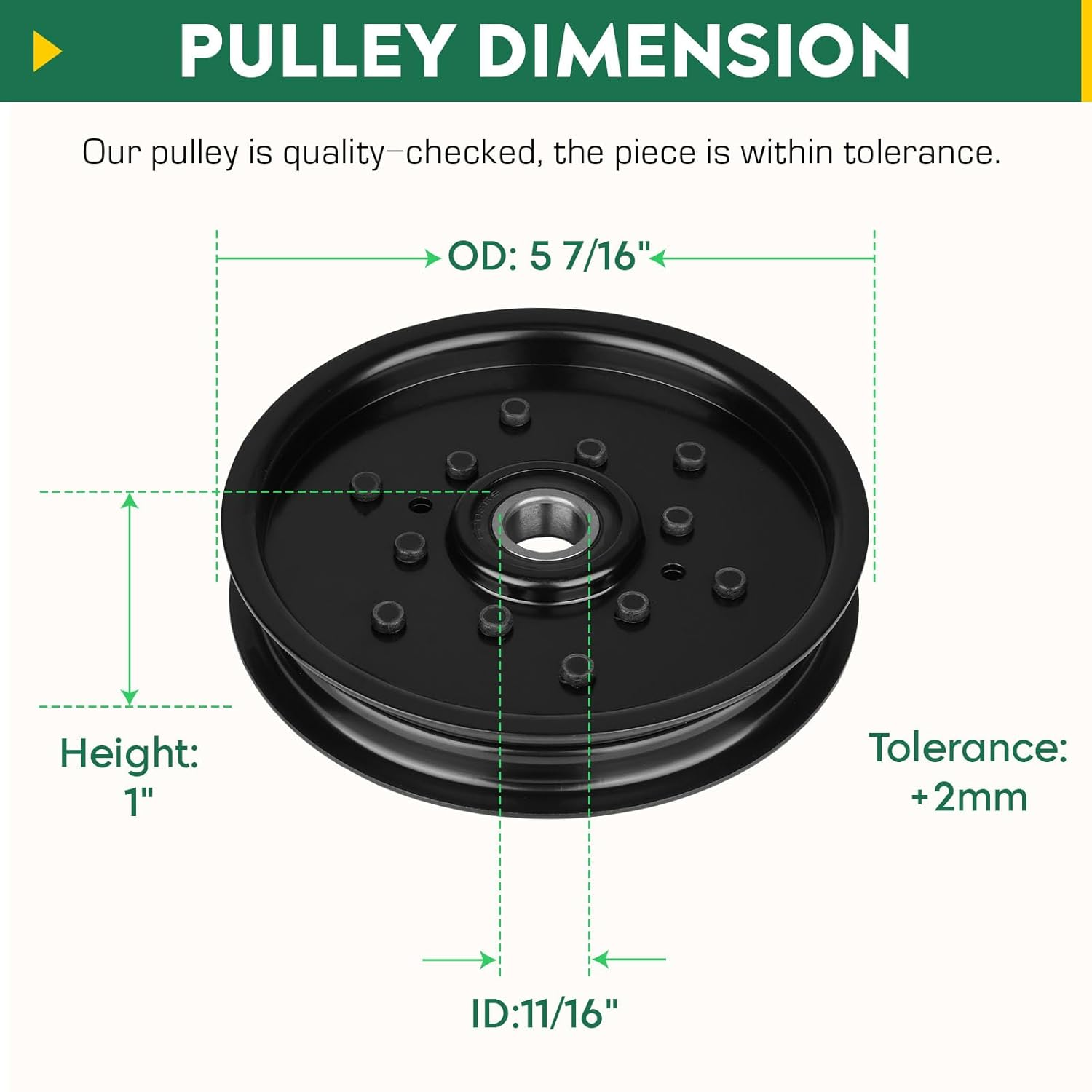 Flat Idler Pulley for John Deere AM106627 AM121602 AUC16698 Fits 335 345 325 LX88 LX78 G100 and Some Sabre with 48" Deck image number 6