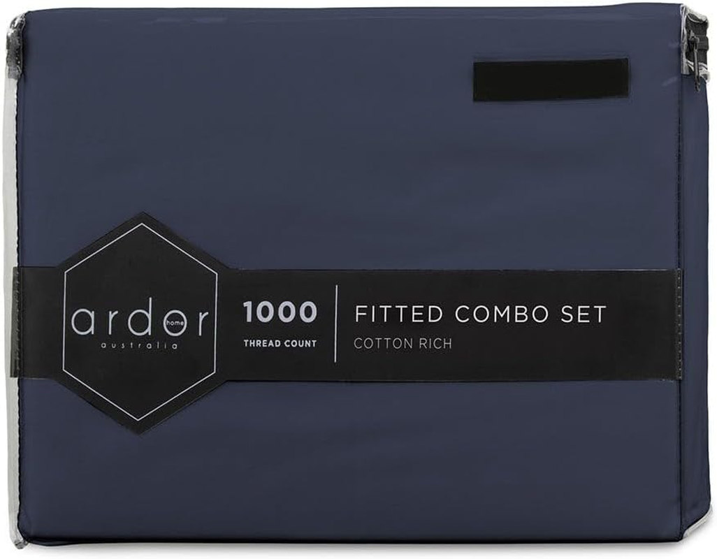 Ardor 1000 Thread Count Fitted Combo Sheet with Pillowcase Set, Slate, Single image number 2