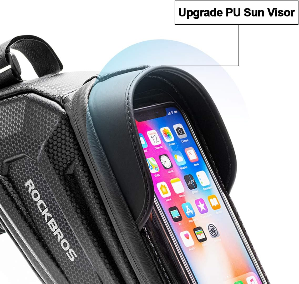 ROCKBROS Bike Phone Bag Bicycle Front Frame Bag Waterproof Top Tube Handlebar Bag Bike Phone Mount Bag EVA Cycling Accessories Pouch for Iphone 13 12 11 below 6.8&rdquo; image number 6