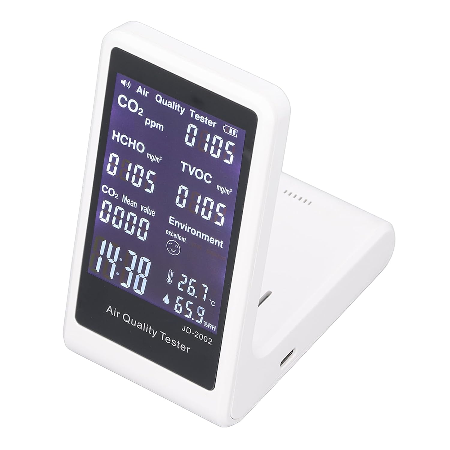 7-In- Quality with Auto Alarm & HD Display | CO2, TVOC Detector for Home, Office, Indoor image number 5