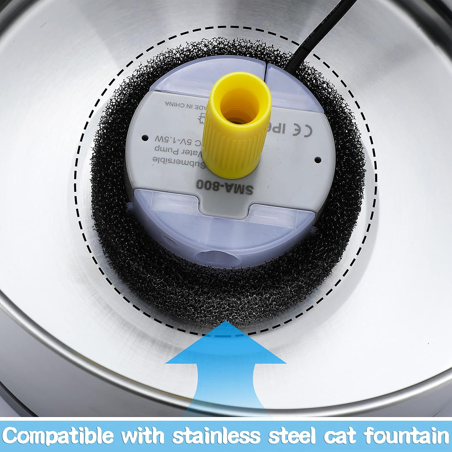 Enhon 16 Pieces Pet Fountain Foam Filters round Sponge Black Filter Foam Cat Fountain Replacement Filter for 2.5 L/ 84 Oz Stainless Steel Cat Pet Drinking Water Stay Healthy Clean(16 Pieces) image number 6