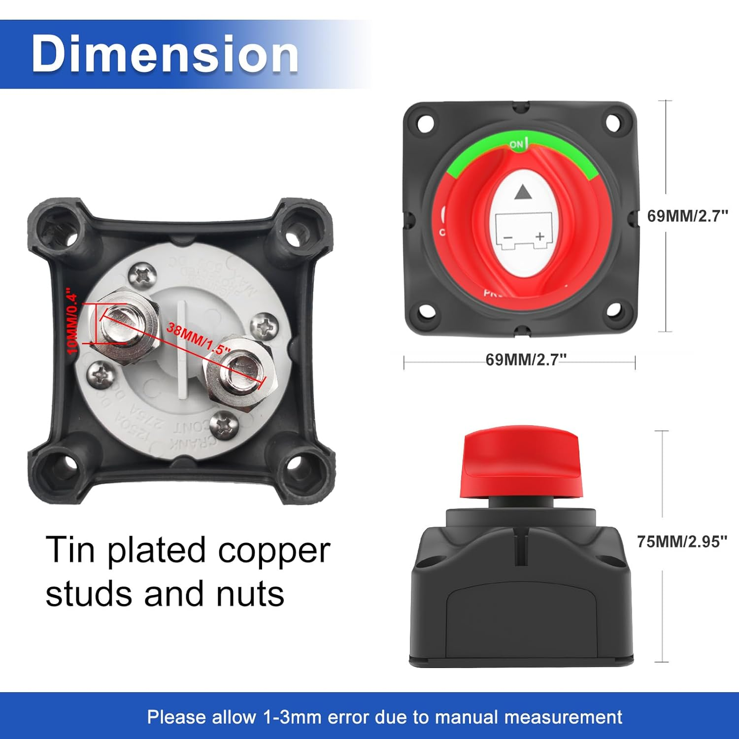 Battery Isolator Switch 12V Heavy Duty Kill Switch Waterproof Quick Cut off Switch for Car Marine Boat Rv image number 6