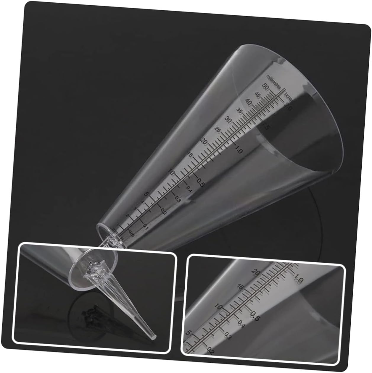 Gadpiparty 3Pcs Clear Conical Rain Gauges with Stakes Plastic Outdoor Rain Measuring Cups for Garden Farming Lawn Large Capacity Graduated Design image number 3
