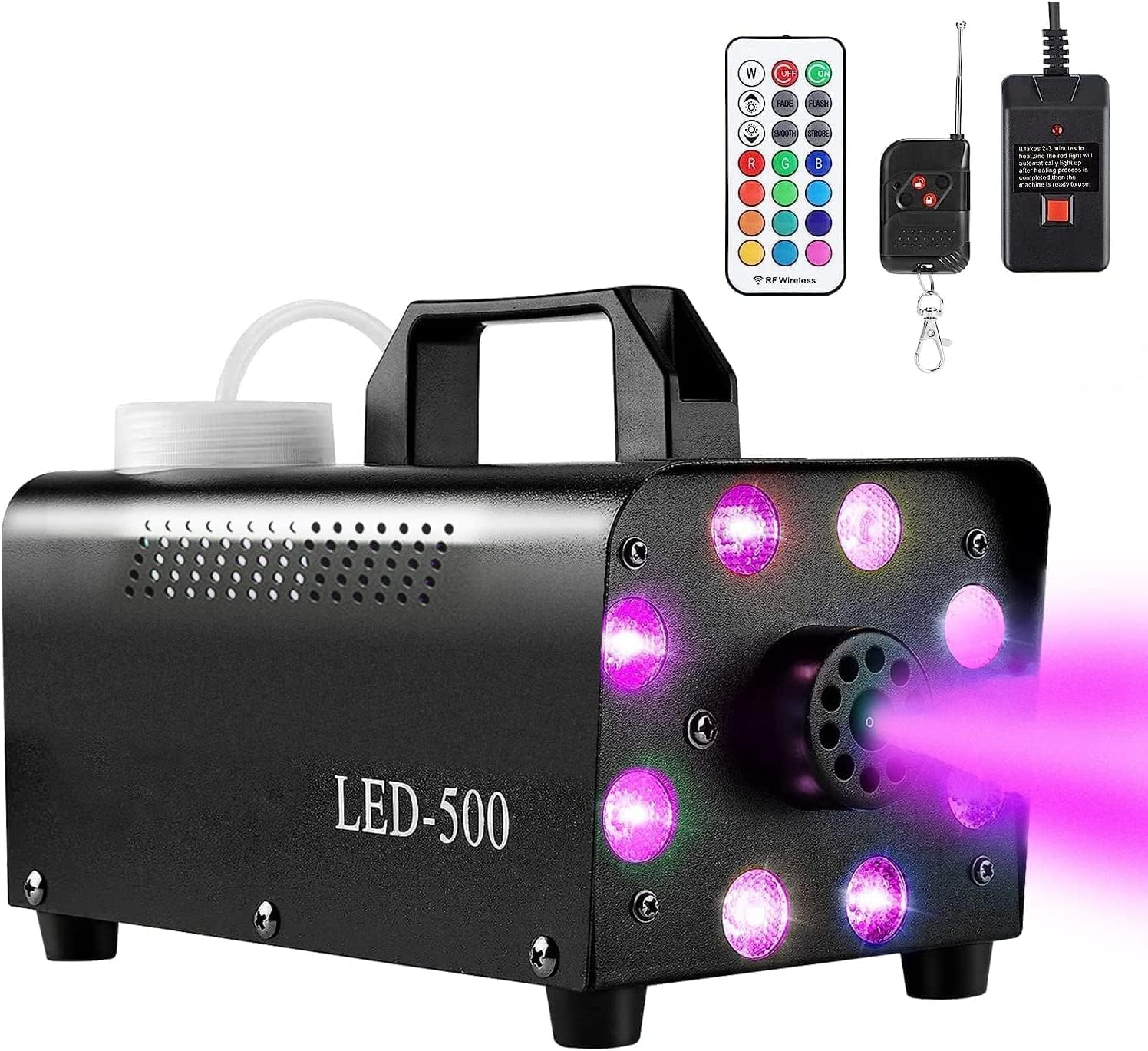 Fog Machine with 8 LED Lights,Smoke Machine with 13 Colorful LED Lights Effect,500W and 2000CFM Fog with Remote Control,Indoor, Perfect for Halloween, Party,Weddingand Stage Effect image number 4