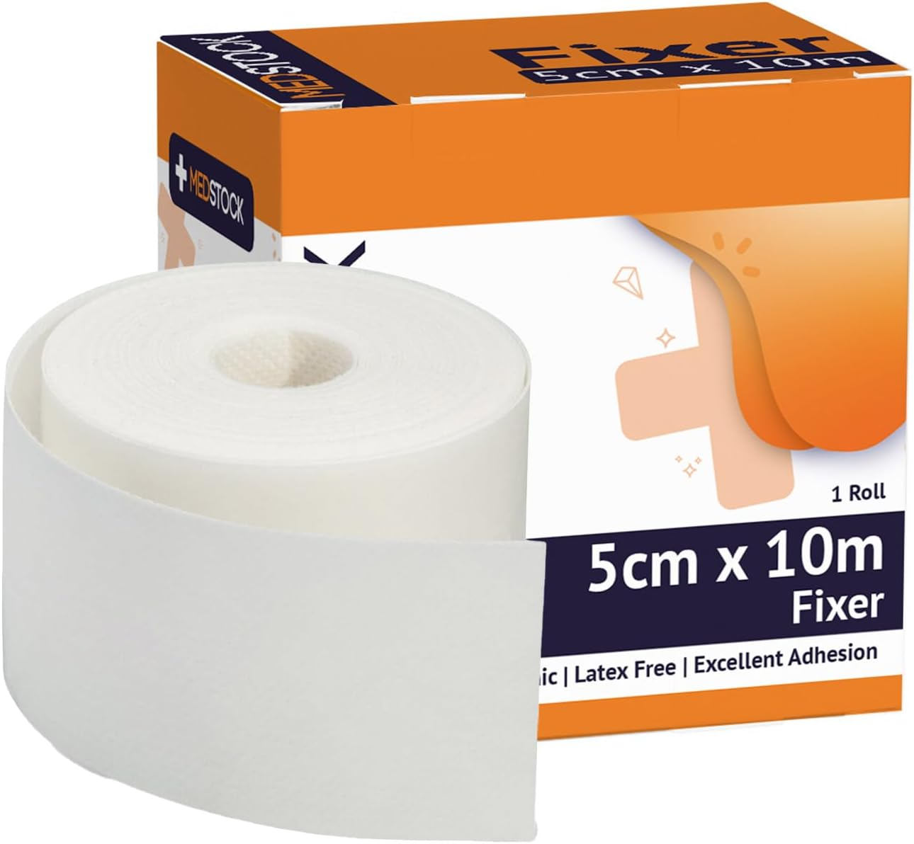 MEDSTOCK Non-Woven Fabric, White Fixer Roll, 10CM X 10M, 1 Roll, Wound Care, Adhesive Dressing Tape, Medical Device Securer, Flexible and Soft, Stable and Dependable, Increases Patient Comfort image number 3