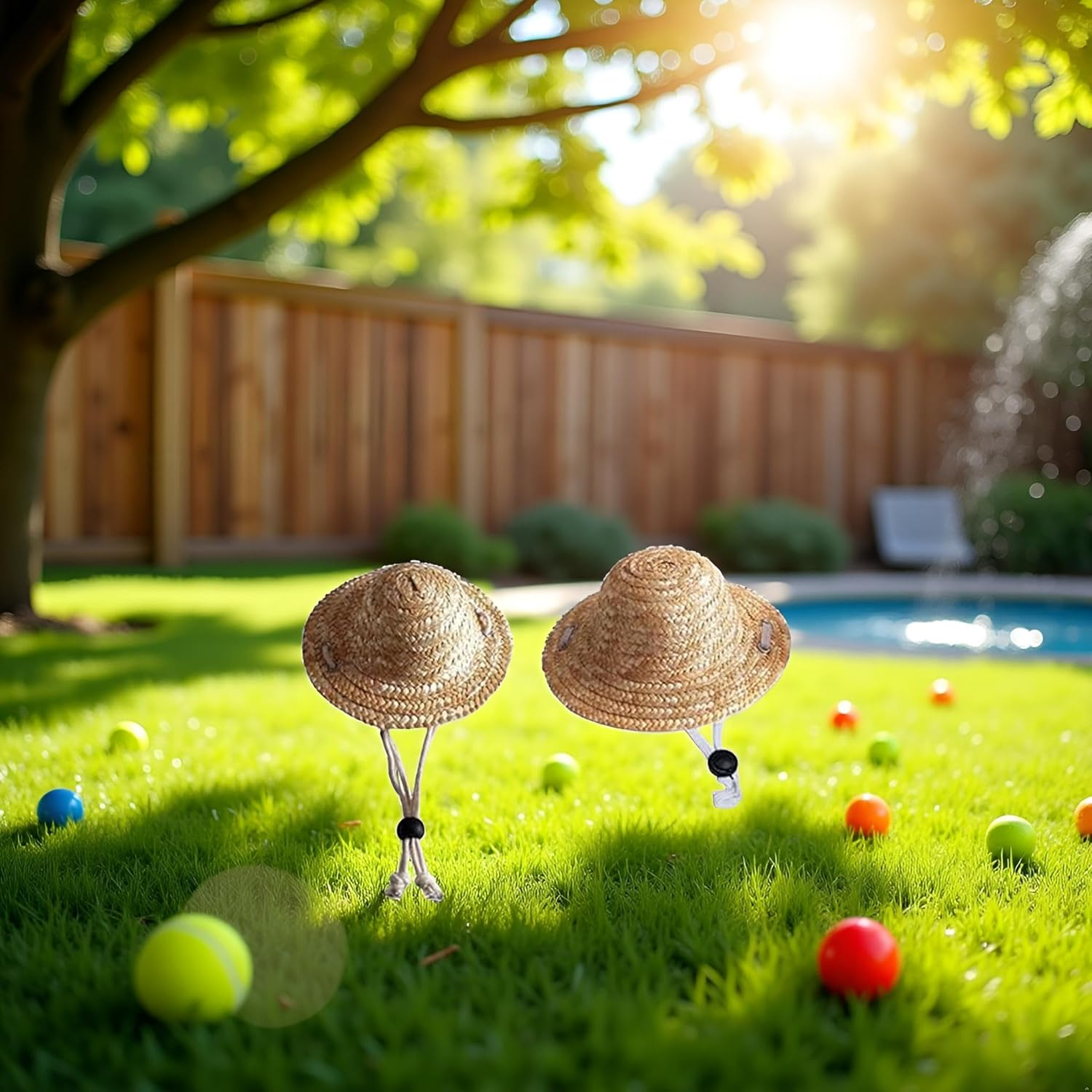 Novelty Summer Adjustable Pet Dog Outdoor Straw Hat Puppy Small Kitty Cat Sunhats Dog Hat