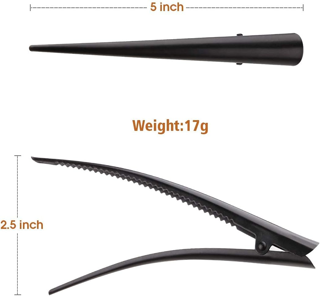 6Pcs Duckbill Hair Clips with Teeth - Non-Slip Alligator Hair Barrettes - Metal Alligator Clips for Hair Styling - Sectioning Clips Duckbill Hair Clips,Durable Alligator Hair Clip (Black) image number 1