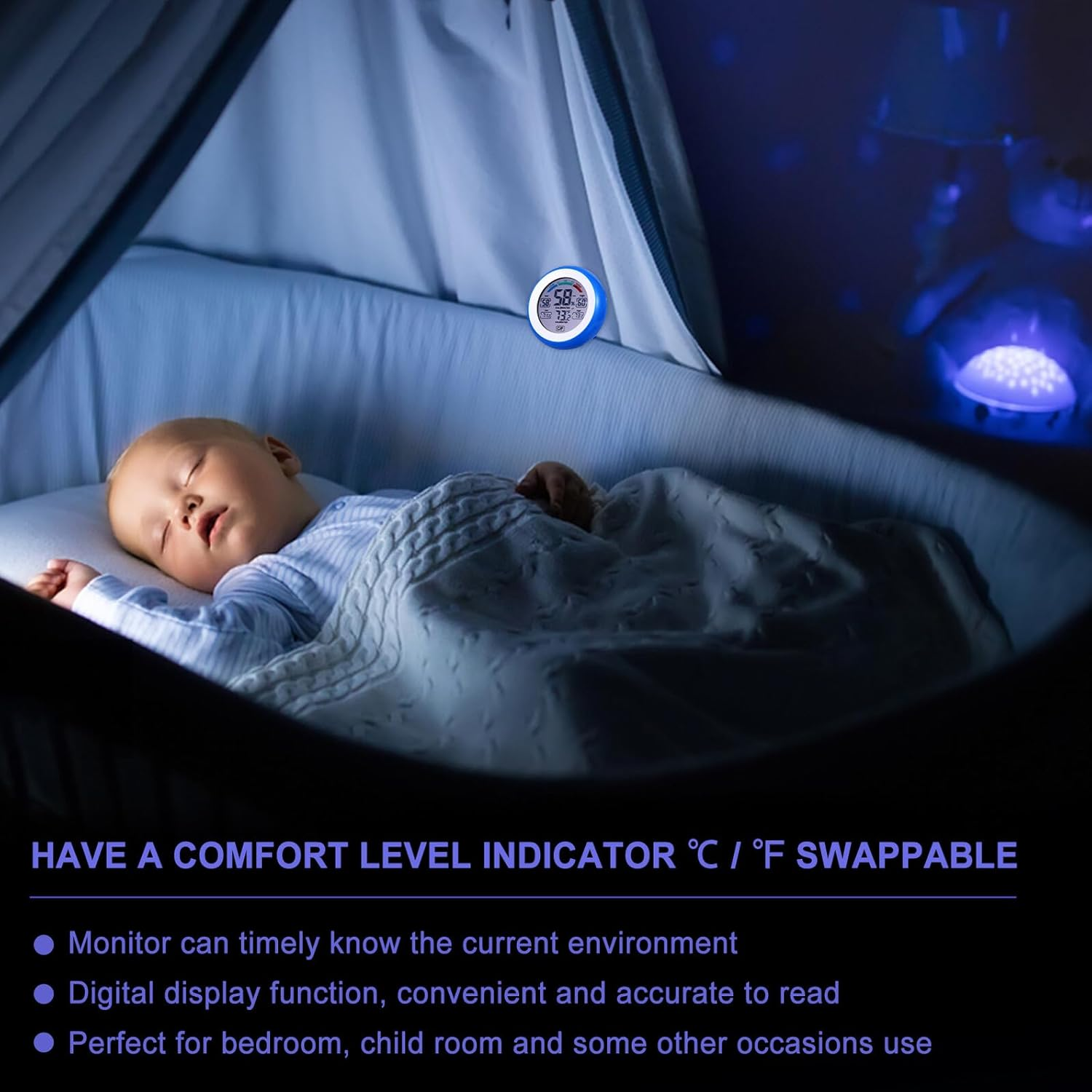 Outanaya Multi-Functional Digital Hygrometer and Indoor Thermometer with Touchscreen High Precision Temperature and Humidity Monitor Celsius Fahrenheit Switchable Comfort Level Display For image number 2