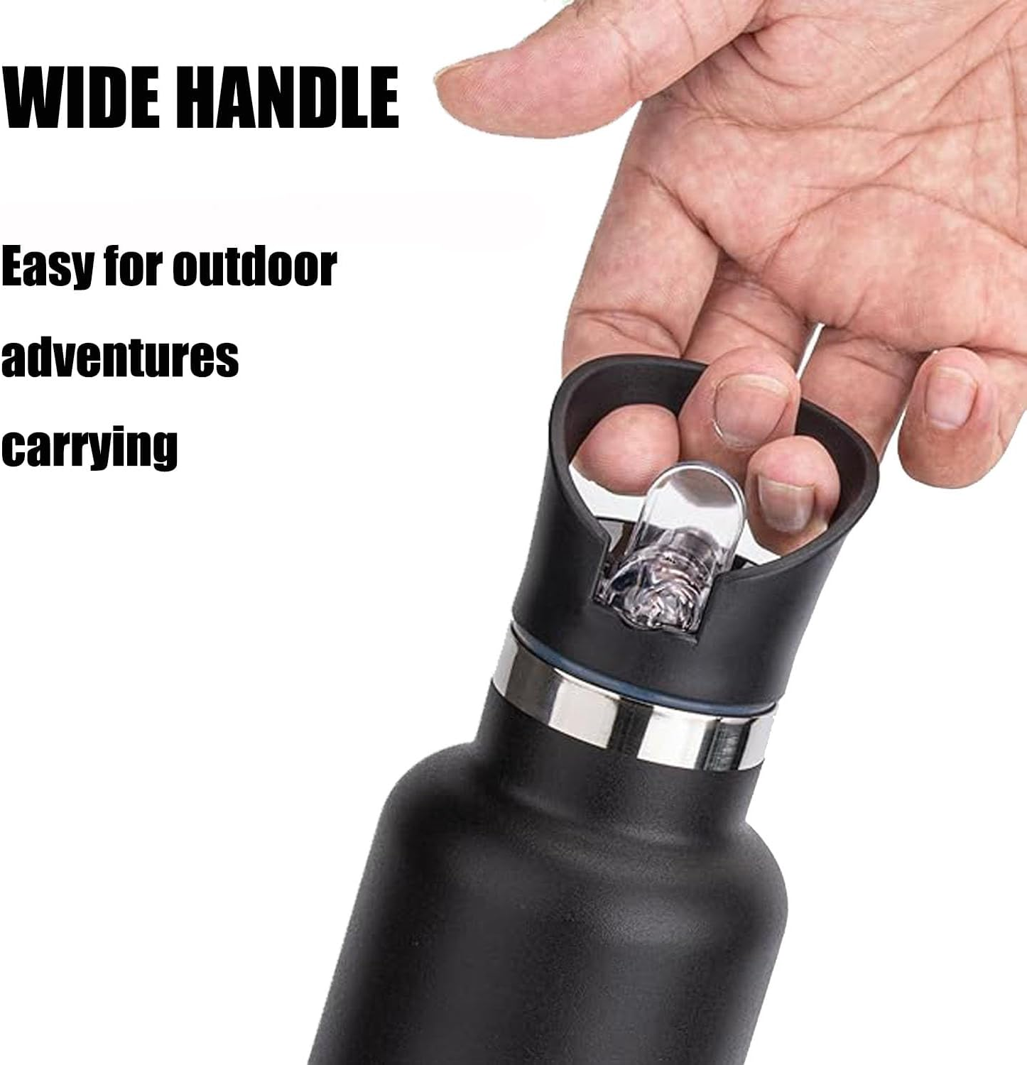 Mtxorvix 2Pcs Suction Nozzle Cover for Daily Use Bottles Kanteen Series Bottle Lids Replacement Spout Valve Water Jug Caps Collapsible Wide Mouth Straw Lid, Straw and a Brush image number 4