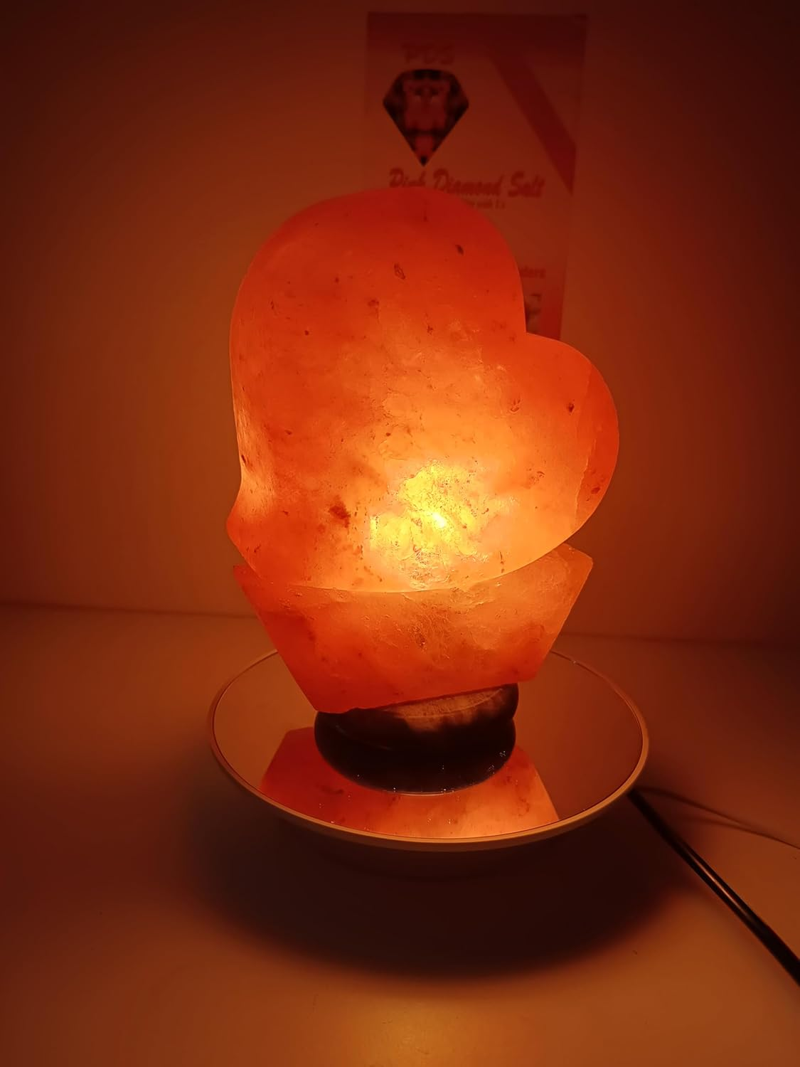Heartstone Design Natural Heart Salt Lamp 100% Authentic, Handcrafted from the Foothills of the Himalayas Beautifully Hand Craft Heart Shape Lamp image number 2