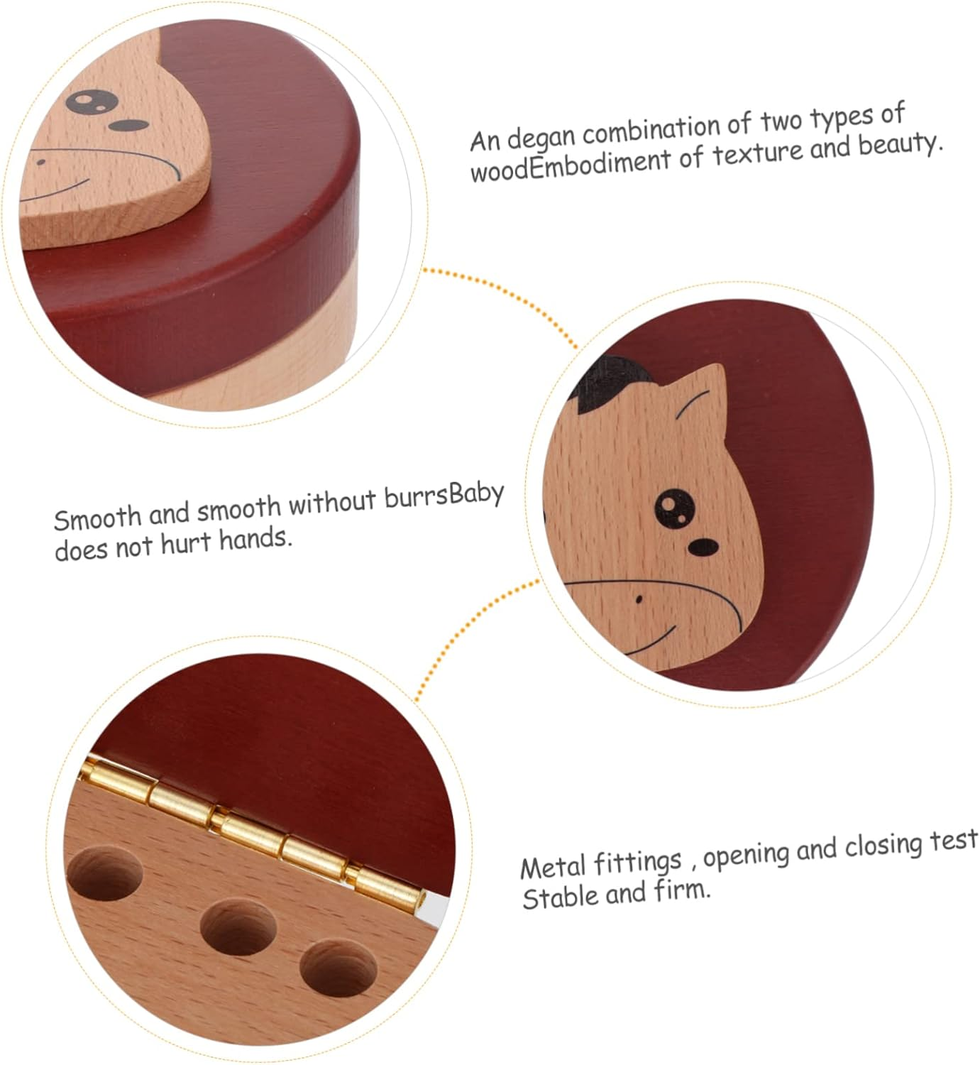 BESPORTBLE Wooden Baby Teeth Keepsake Box Tooth Fairy Holder for Children Zodiac Horse Design image number 4